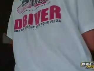 Busty amateur blonde does blowjob and titsjob for pizza boy