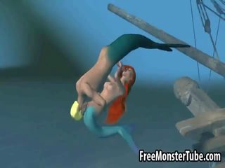 3d трохи mermaid краля отримує трахкав жорсткий підводний